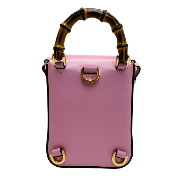 Gucci Handbags - GUCCI Bamboo Shoulder Bag Handbag Backpack Rucksack Daypack Leather Pink